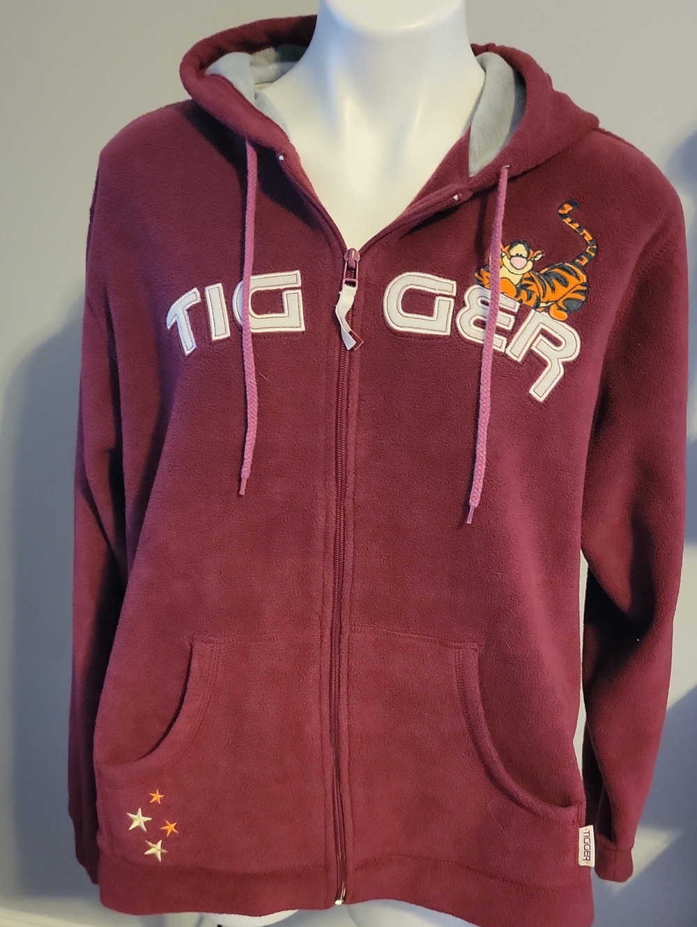Disney Maroon Tigger Zip-Up Hooded Jacket...Size Large